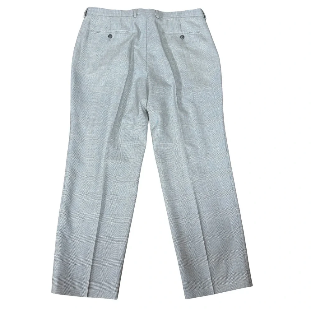 J.Crew Kenmare Mens Wool Relaxed Pleated Tan Glen Plaid Dress Pants Size 34X30